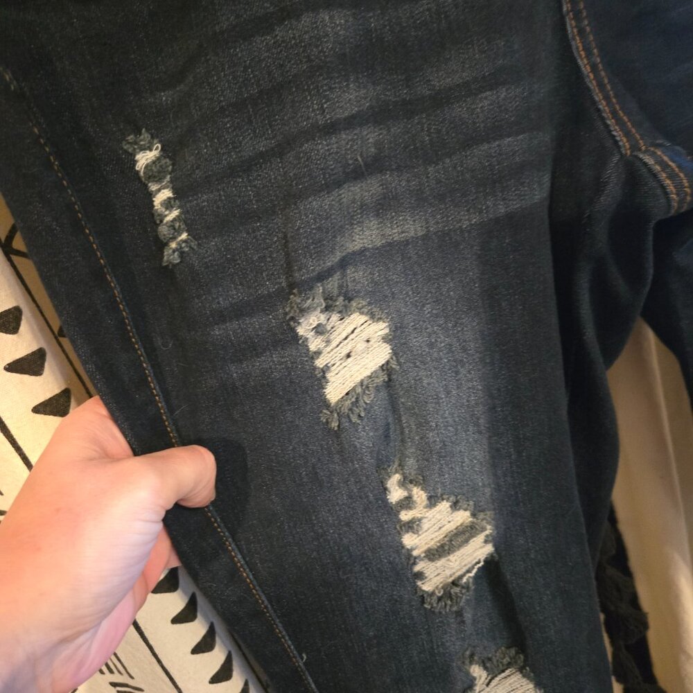 Hybrid & Company Distressed dark blue skinny jeans Size 15 - Picture 3 of 7